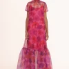 CALLUNA DRESS  MAGENTA PAINTED FLORAL