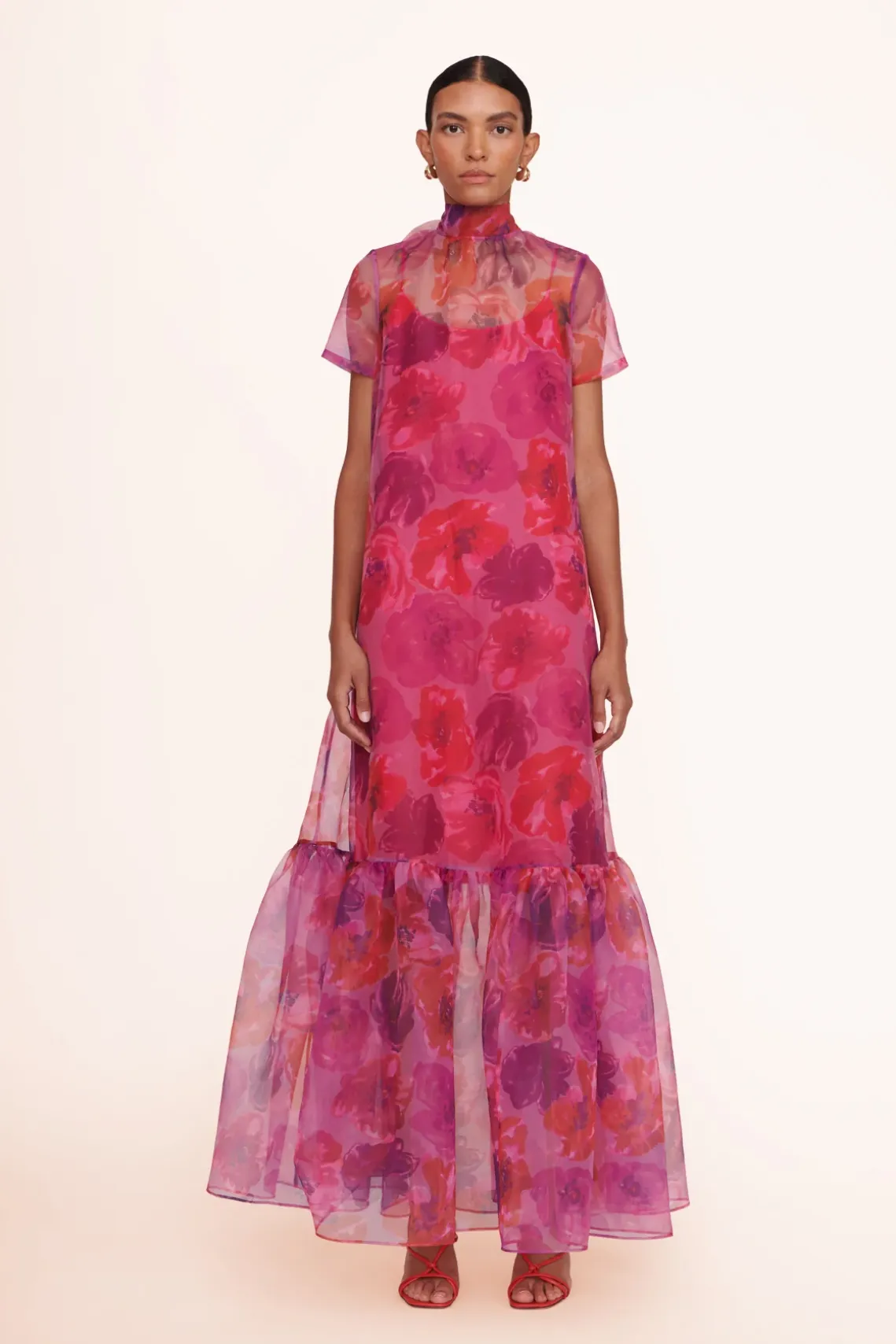 CALLUNA DRESS MAGENTA PAINTED FLORAL