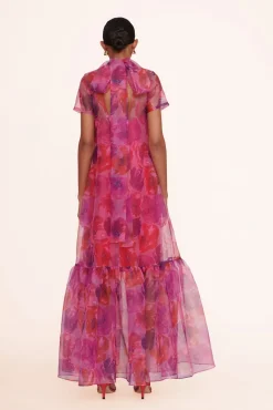 CALLUNA DRESS  MAGENTA PAINTED FLORAL