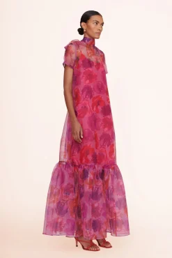 CALLUNA DRESS MAGENTA PAINTED FLORAL