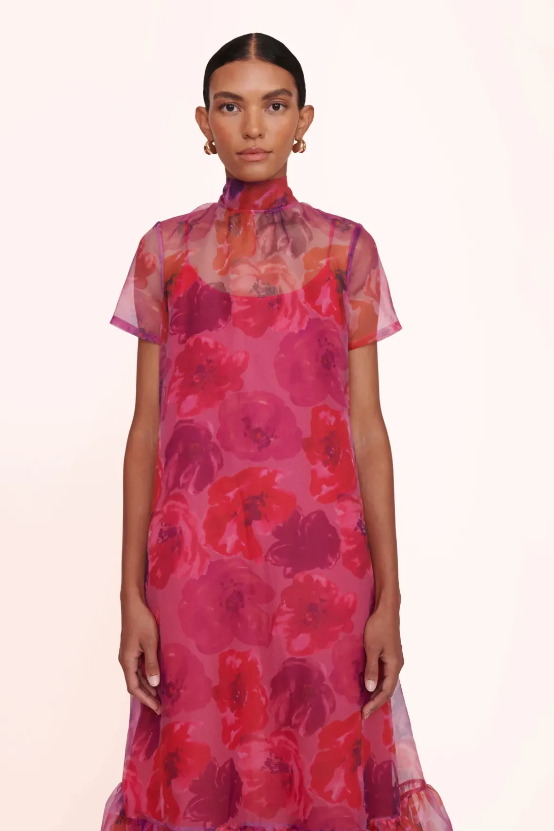CALLUNA DRESS MAGENTA PAINTED FLORAL