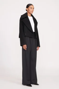 CARVER CROPPED COAT  BLACK