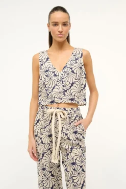 CATANIA TOP NAVY SCALLOP BLOCK PRINT