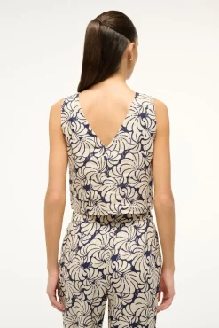 CATANIA TOP  NAVY SCALLOP BLOCK PRINT