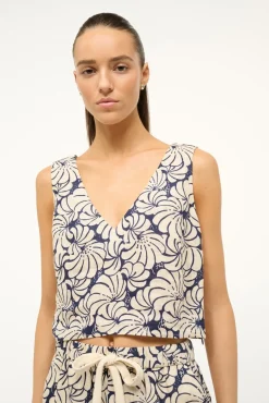 CATANIA TOP  NAVY SCALLOP BLOCK PRINT