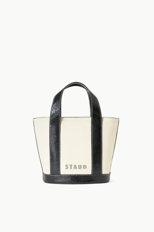 CUSTOM MONOGRAM ALLORA MINI TOTE  CREAM BLACK
