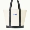 CUSTOM MONOGRAM ALLORA TOTE  CREAM BLACK