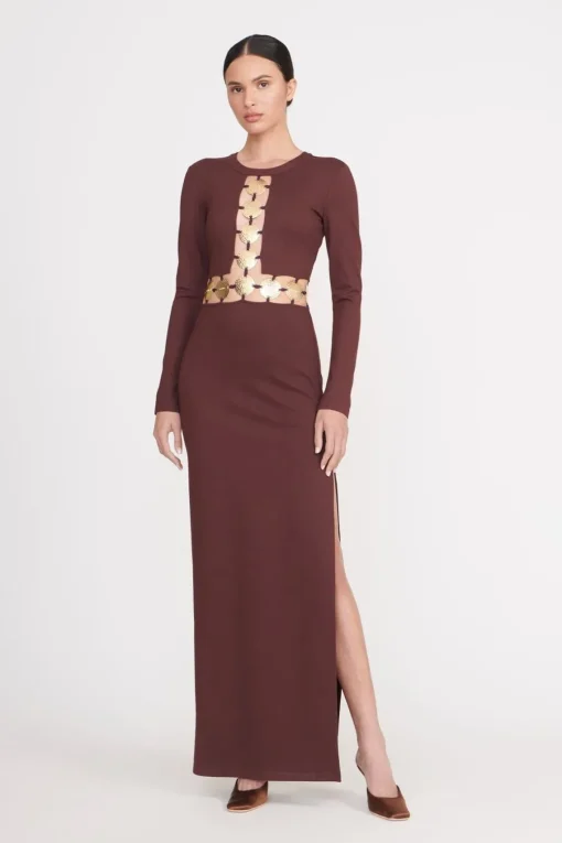 DELPHINE DRESS  DARK CHOCOLATE