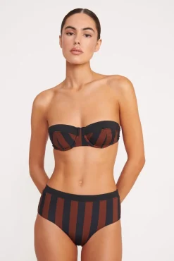 JO BALCONETTE BIKINI TOP  BLACK TAN SEASHORE STRIPE