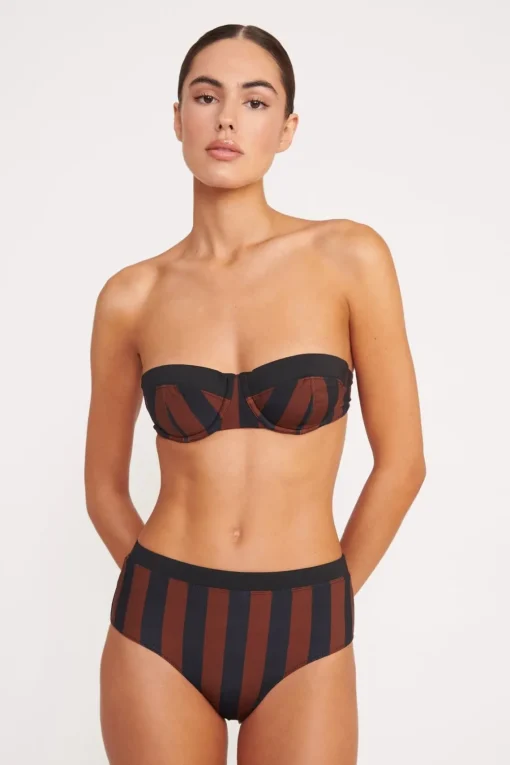 JO BALCONETTE BIKINI TOP  BLACK TAN SEASHORE STRIPE