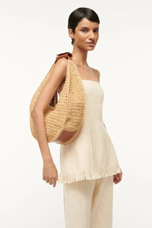 LARGE RAFFIA MOON BAG  NATURAL RAFFIA