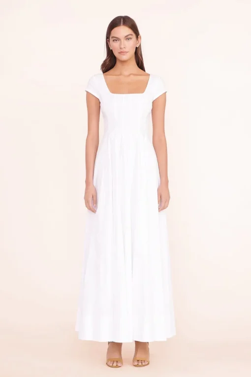 MAXI SHORT SLEEVE WELLS DRESS  WHITE