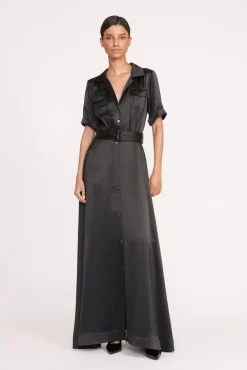 MILLIE DRESS  BLACK SATIN