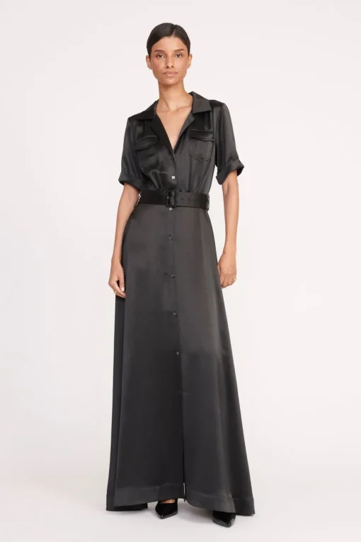 MILLIE DRESS  BLACK SATIN