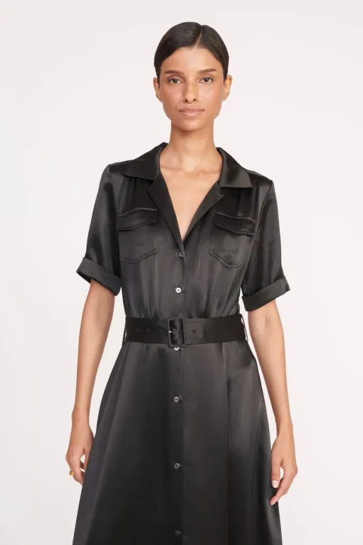 MILLIE DRESS  BLACK SATIN