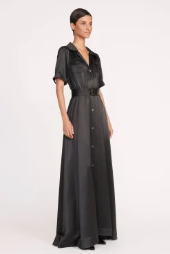 MILLIE DRESS  BLACK SATIN