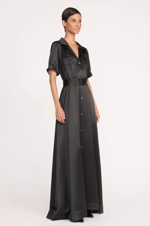 MILLIE DRESS  BLACK SATIN