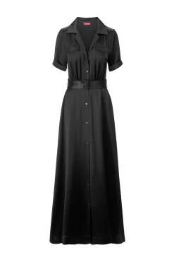 MILLIE DRESS  BLACK SATIN