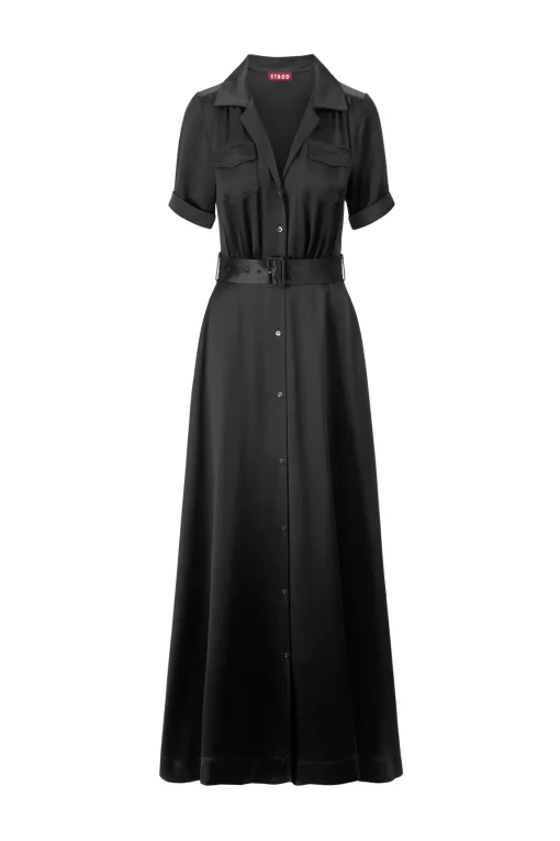 MILLIE DRESS  BLACK SATIN