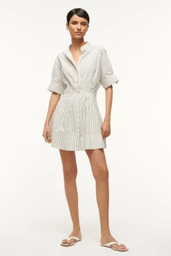 MINI LORENZA DRESS  IVORY MICRO STRIPE