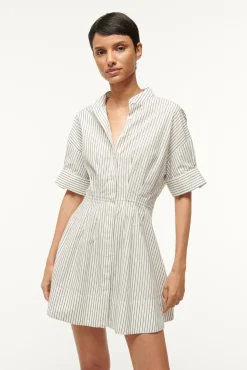 MINI LORENZA DRESS  IVORY MICRO STRIPE