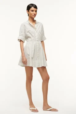 MINI LORENZA DRESS  IVORY MICRO STRIPE