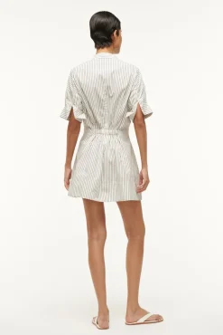 MINI LORENZA DRESS  IVORY MICRO STRIPE