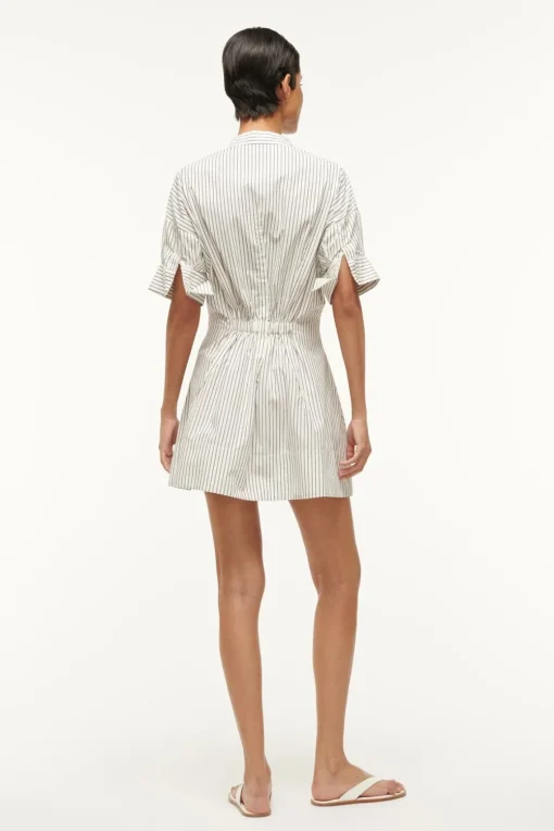 MINI LORENZA DRESS  IVORY MICRO STRIPE
