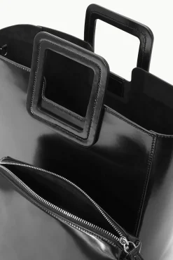 SHIRLEY LEATHER BAG  BLACK POLISHED