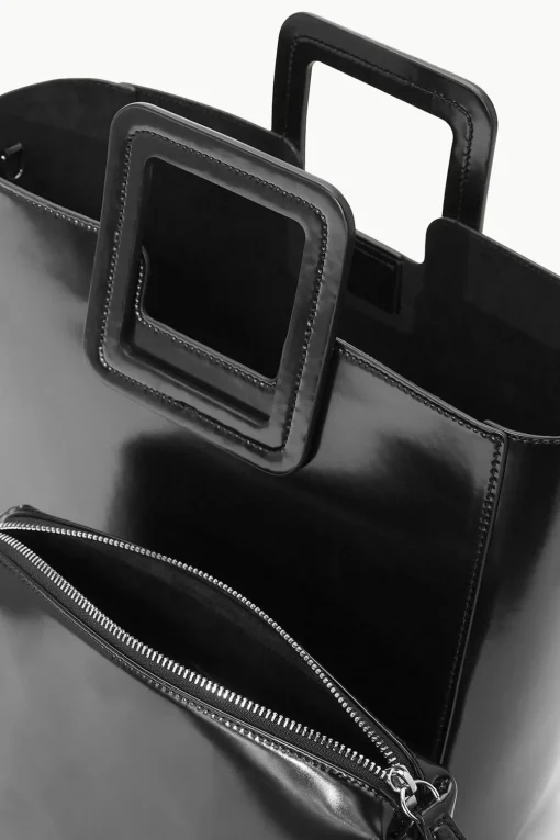 SHIRLEY LEATHER BAG  BLACK POLISHED
