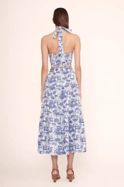 SMOCKED KAI TOP BLUE TOILE