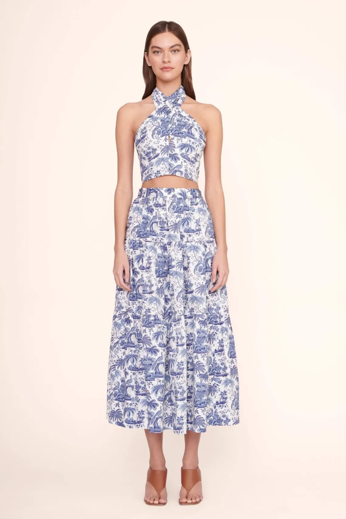 SMOCKED KAI TOP BLUE TOILE