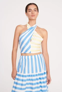 SMOCKED KAI TOP  BUTTERCUP SEASHORE STRIPE
