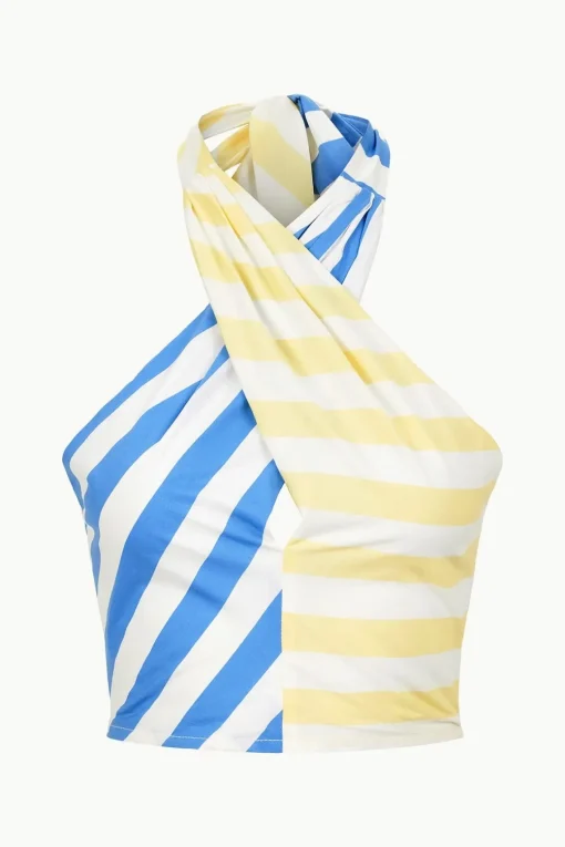 SMOCKED KAI TOP  BUTTERCUP SEASHORE STRIPE