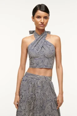 SMOCKED KAI TOP NAVY MOSAIC