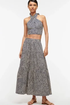 SMOCKED KAI TOP  NAVY MOSAIC