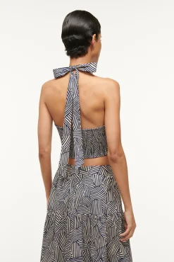 SMOCKED KAI TOP NAVY MOSAIC