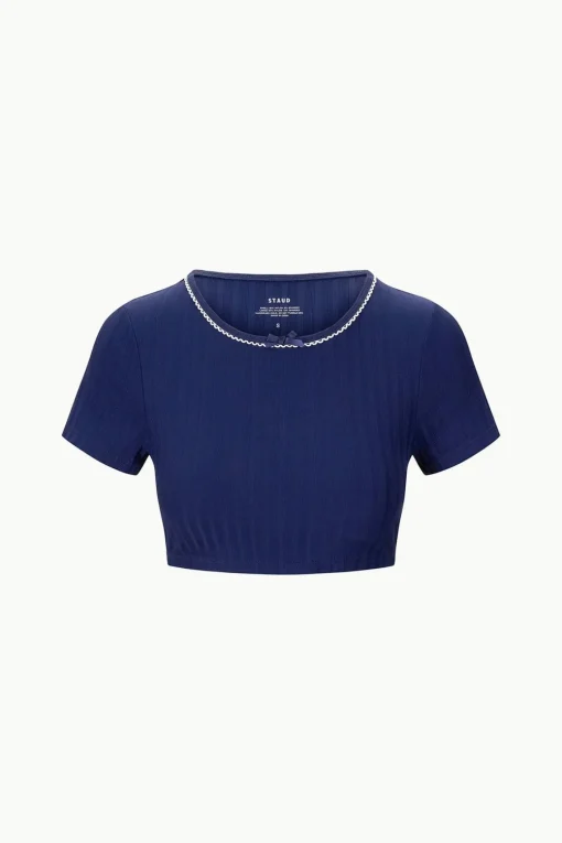 SOLEIL SWIM TOP  NAVY WHITE