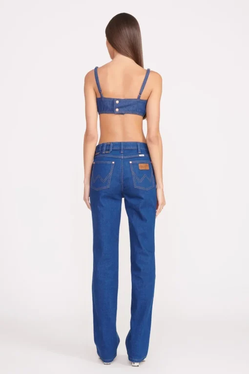 STAUD + WRANGLER THE STRAIGHT CUT JEAN  DARK RINSE
