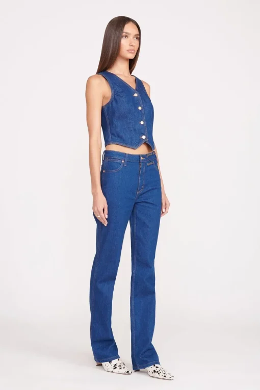 STAUD + WRANGLER THE VEST  DARK RINSE